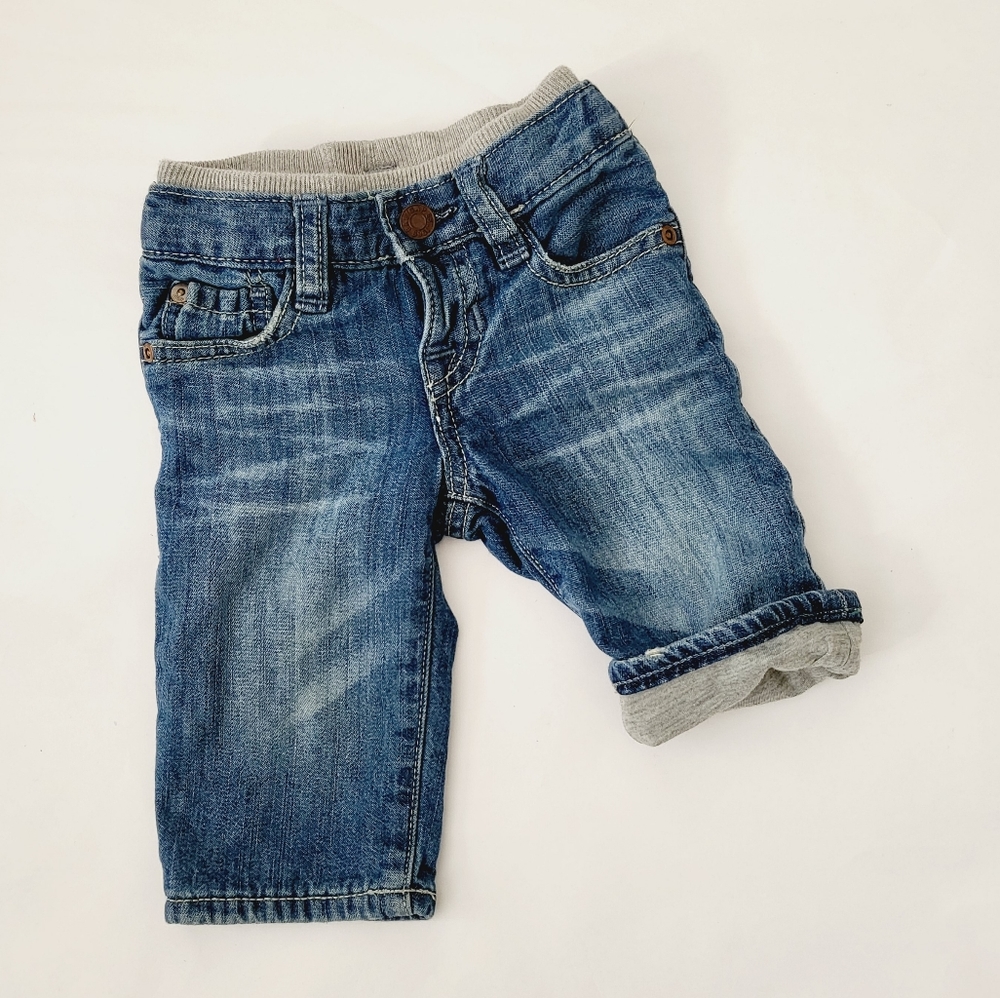 3/$25 Gap jersey lined 3-6 pull on denim